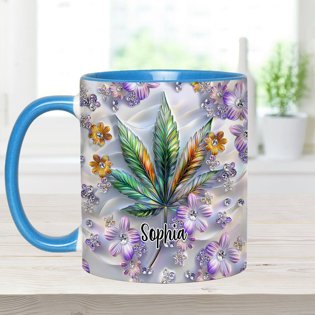 Schönes Blatt - Personalisierte Tasse mit Cannabis-Akzent