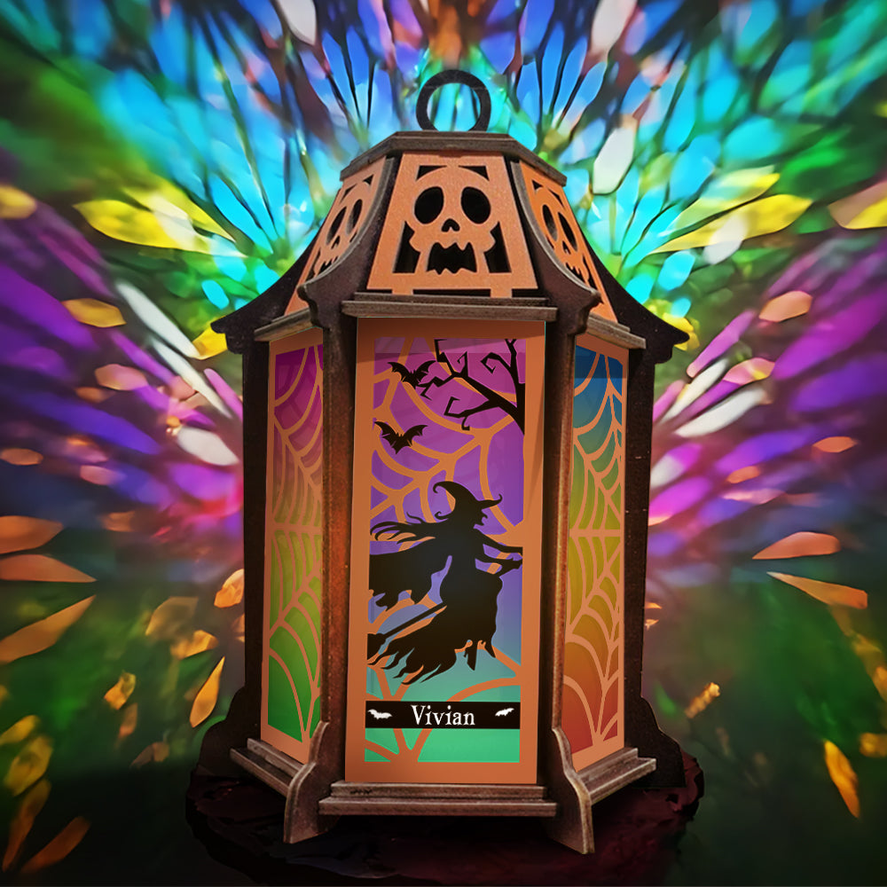 Colorful Witch Lantern - Personalized Witch Laser Cut Lantern