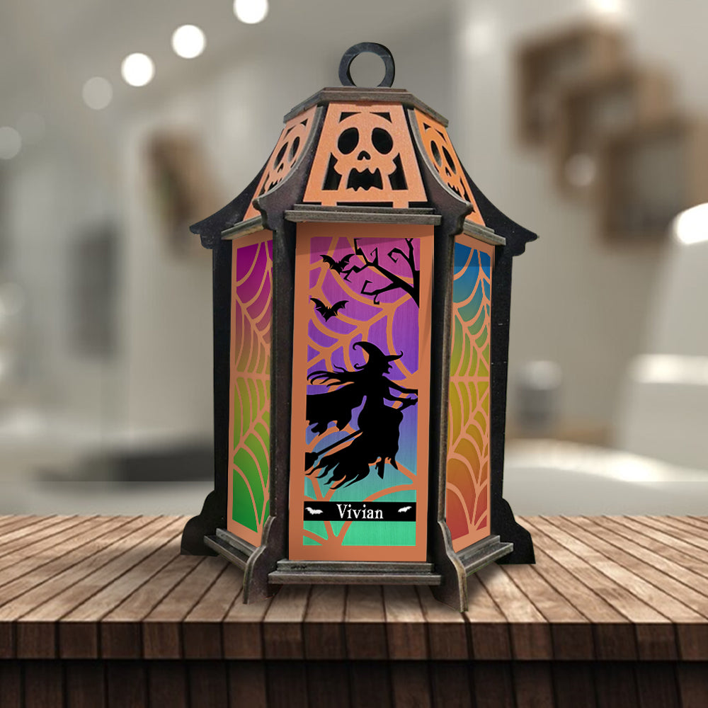 Colorful Witch Lantern - Personalized Witch Laser Cut Lantern