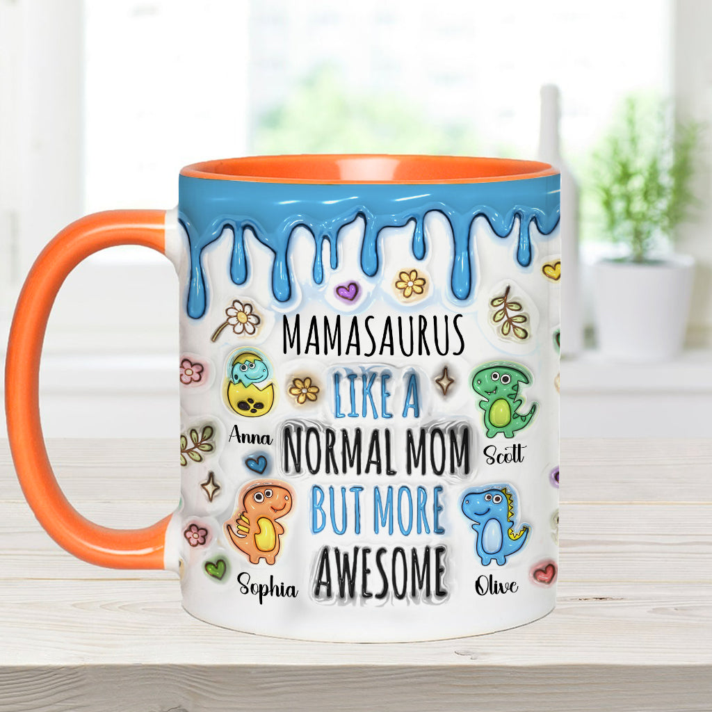 Mamasaurus And Kids - Personalized Mother Accent Mug