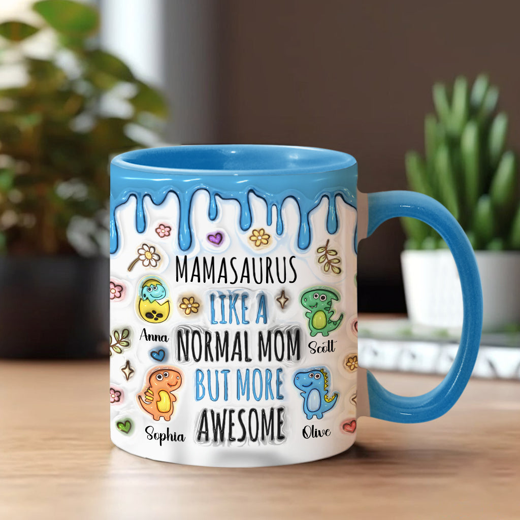 Mamasaurus And Kids - Personalized Mother Accent Mug