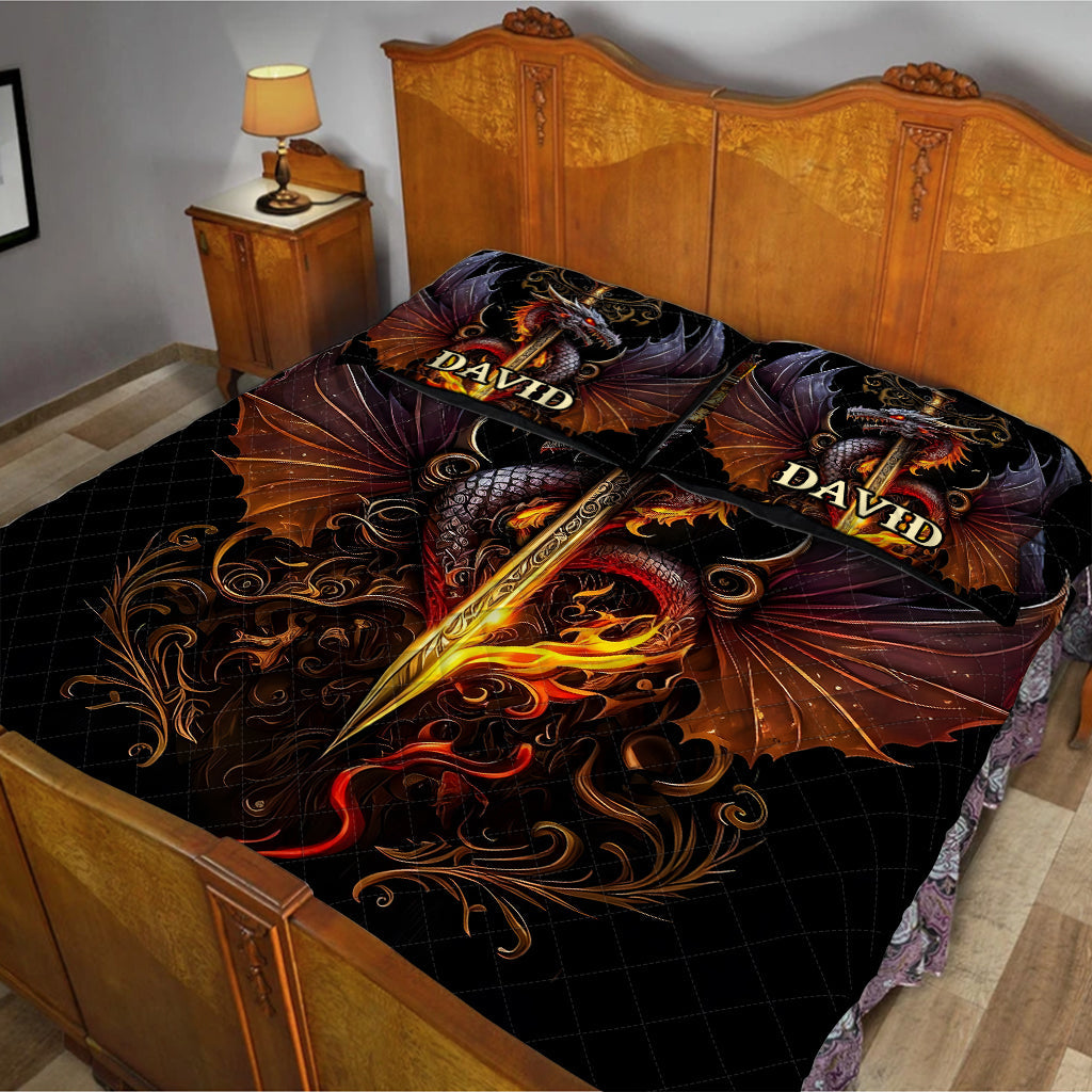 Heart Of A Dragon - Personalized Dragon Quilt Set