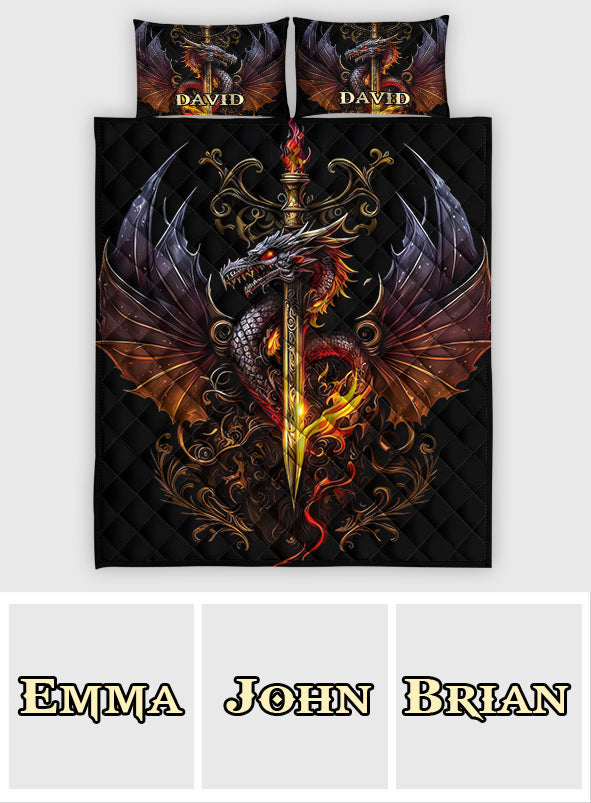 Heart Of A Dragon - Personalized Dragon Quilt Set