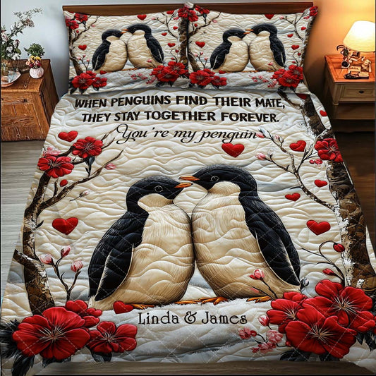 Du bist mein Pinguin – Personalisiertes Quilt-Set für Paare
