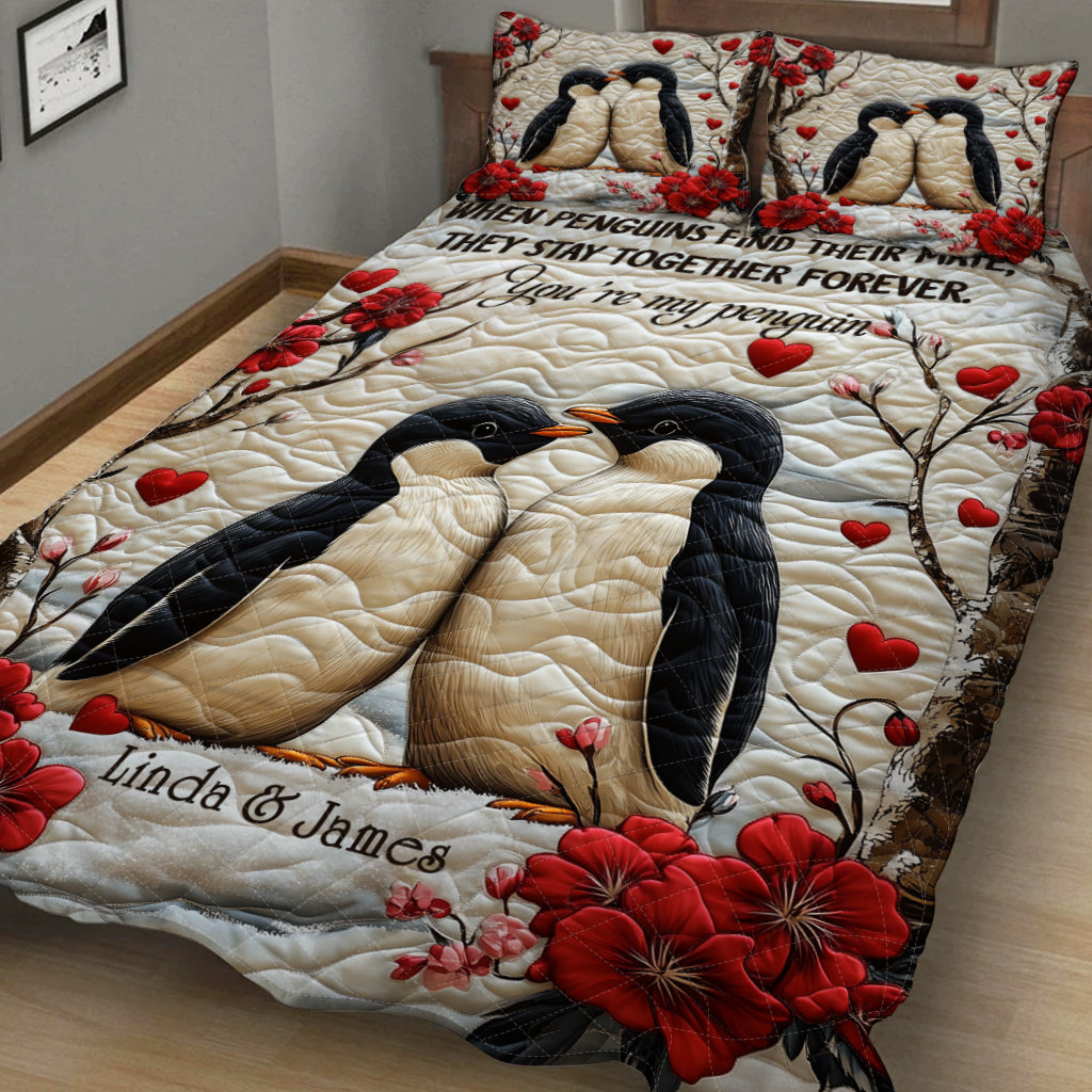 You're My Penguin - Personalized Couple Quilt Set