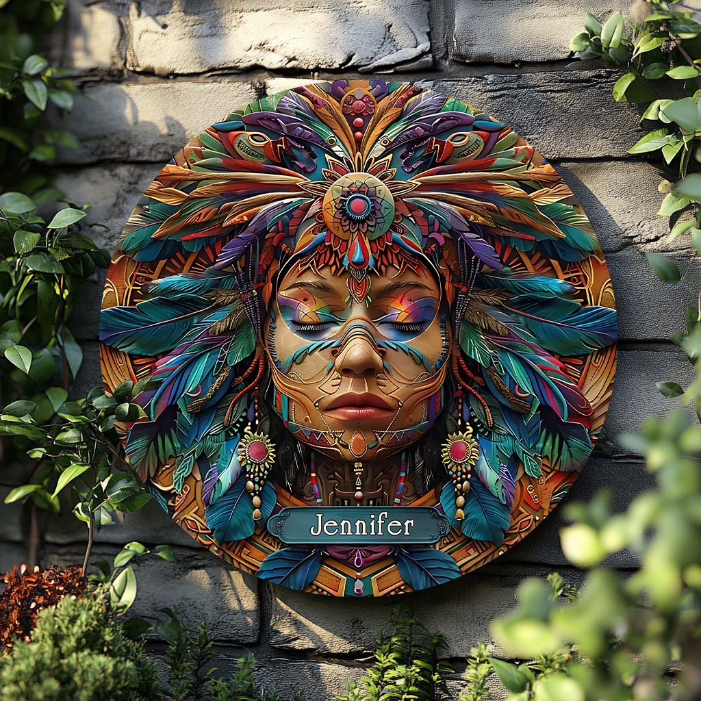 Hippie Soul – Personalisiertes rundes Hippie-Holzschild