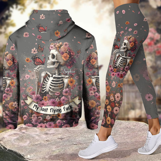 Mein letzter fliegender Fick – Personalisierter Totenkopf-Hoodie und Leggings