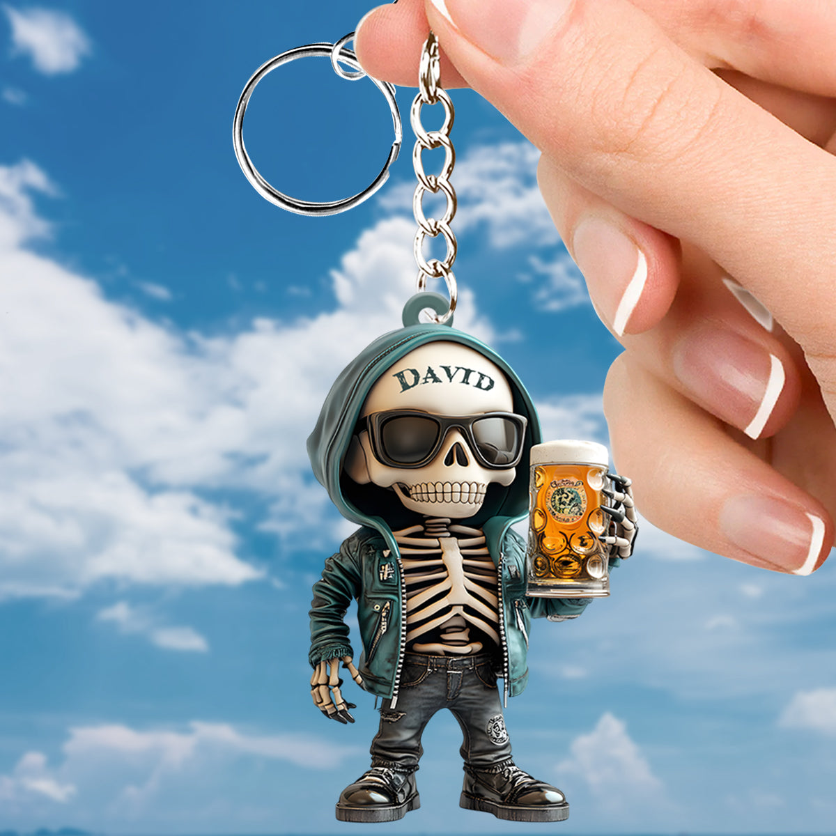 Coole Typen trinken Bier – Personalisierter Bier-Schlüsselanhänger