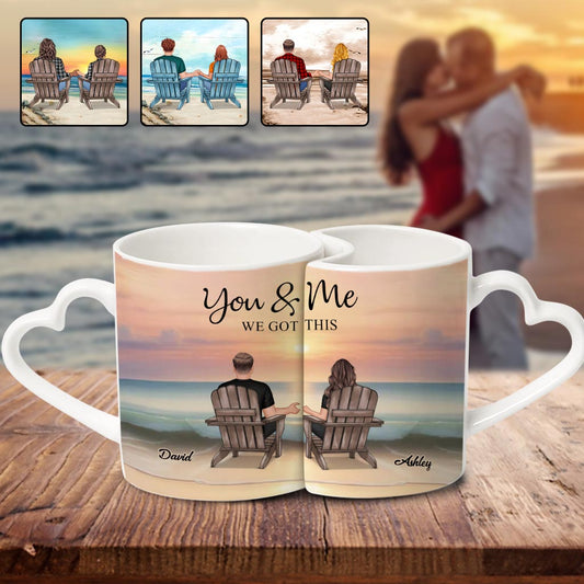 „Du und ich, wir schaffen das“ – Personalisierte Partner-Tasse mit passendem Herzgriff