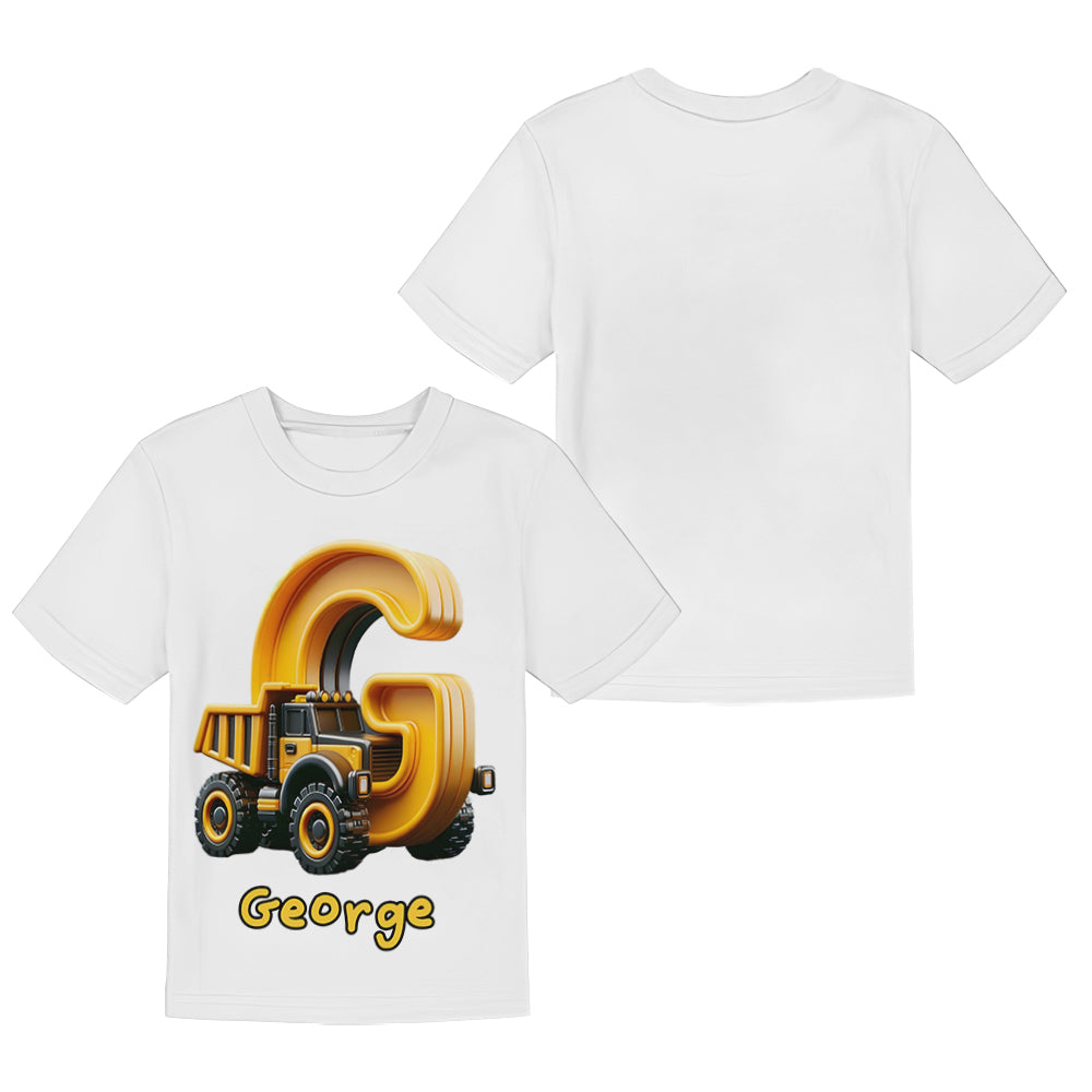 Cooles LKW-Alphabet – Personalisiertes Kinder-T-Shirt & Shorts