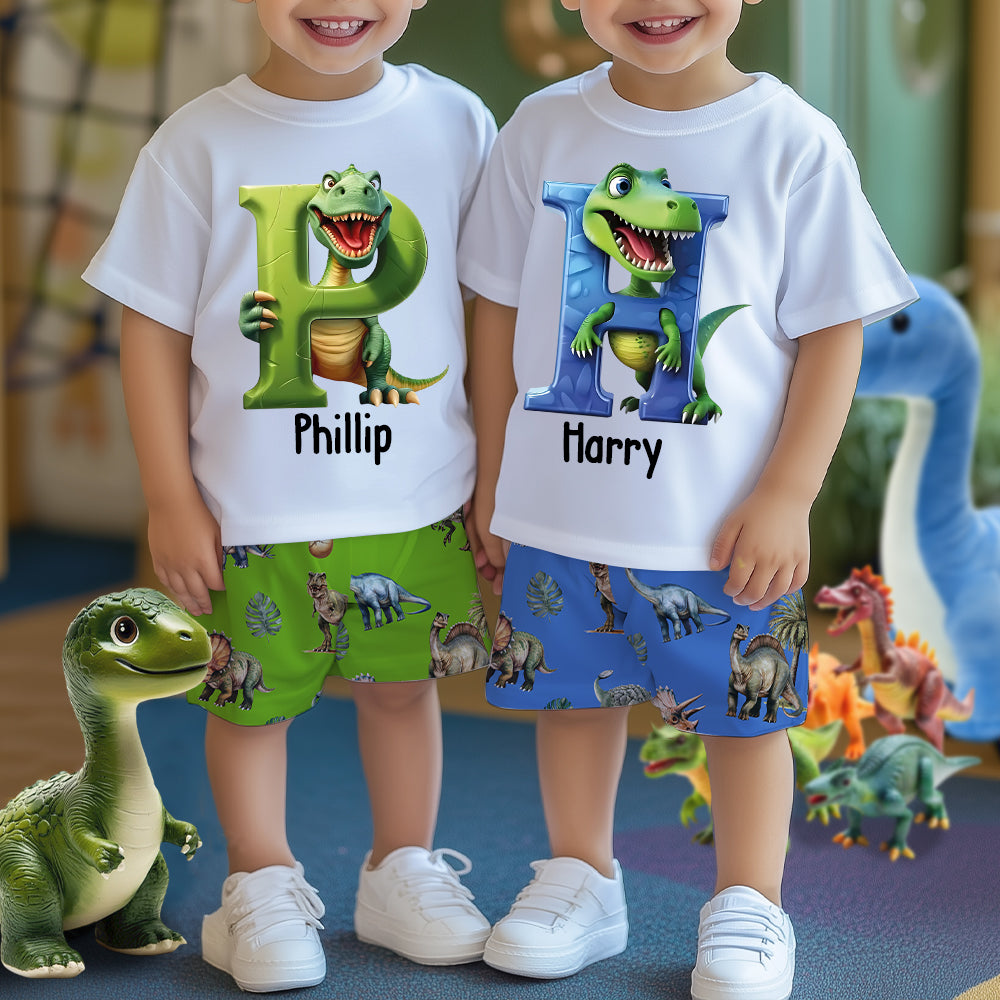 Cooles Dinosaurier-Alphabet – personalisiertes Kinder-T-Shirt & Shorts