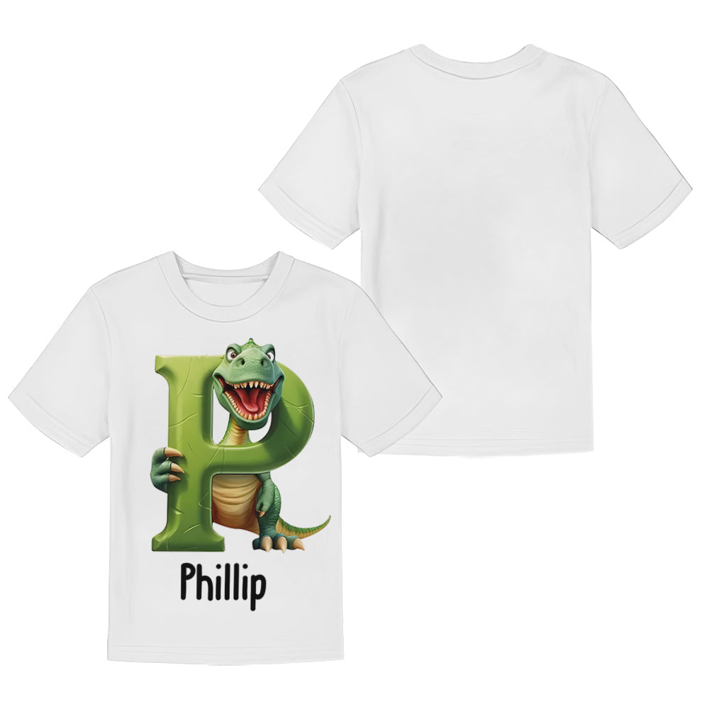 Cooles Dinosaurier-Alphabet – personalisiertes Kinder-T-Shirt & Shorts