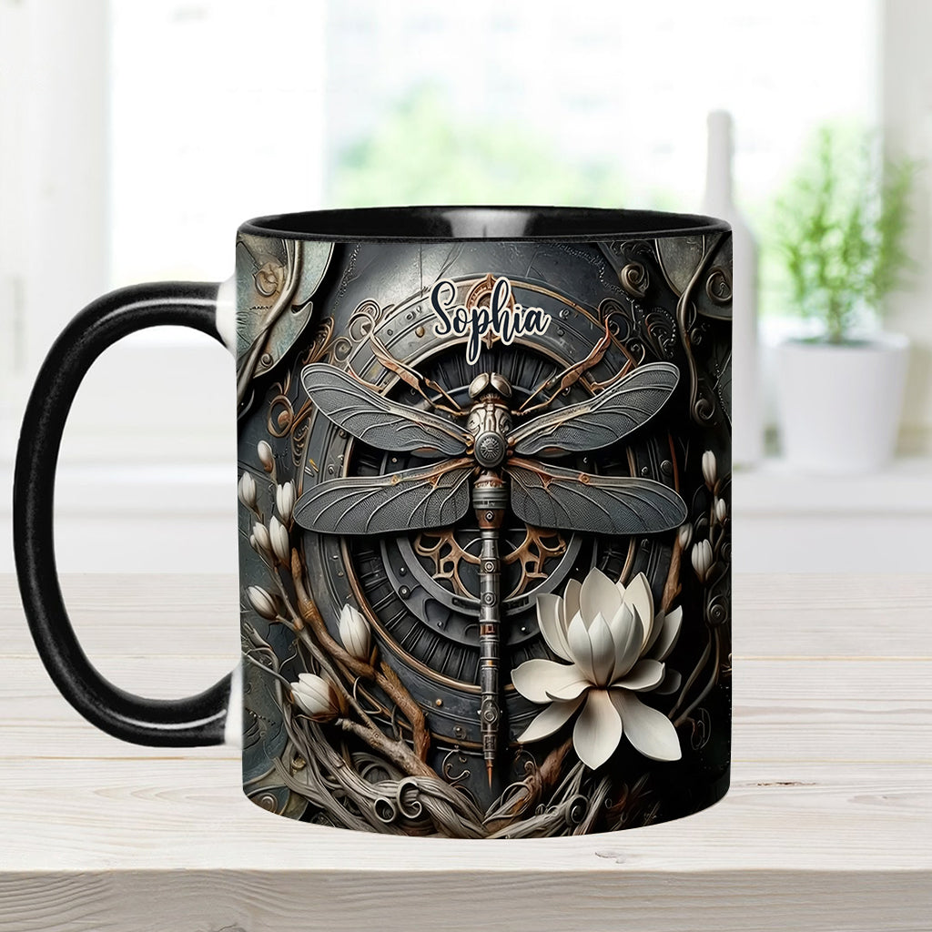 Black Dragonfly - Personalized Dragonfly Accent Mug