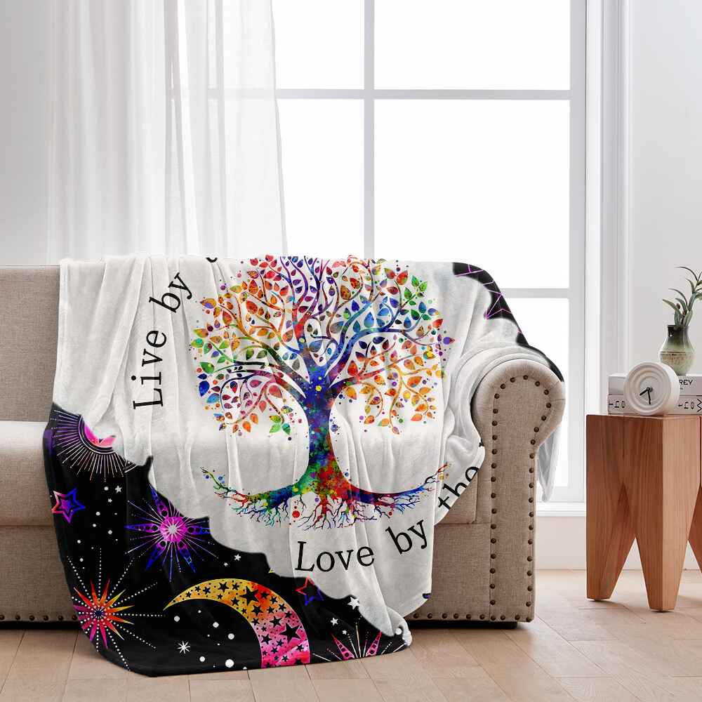 Lebe nach der Sonne, liebe nach dem Mond – Personalisierte Hippie-Decke