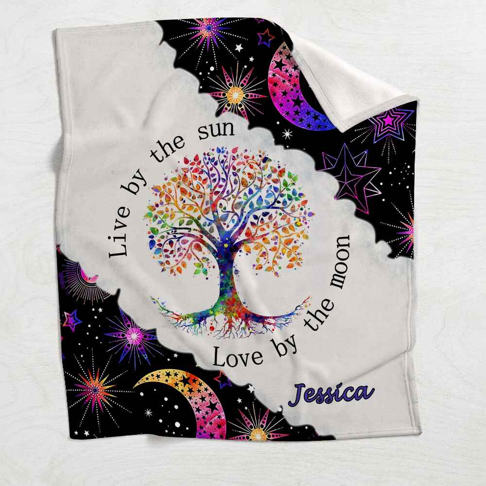 Lebe nach der Sonne, liebe nach dem Mond – Personalisierte Hippie-Decke