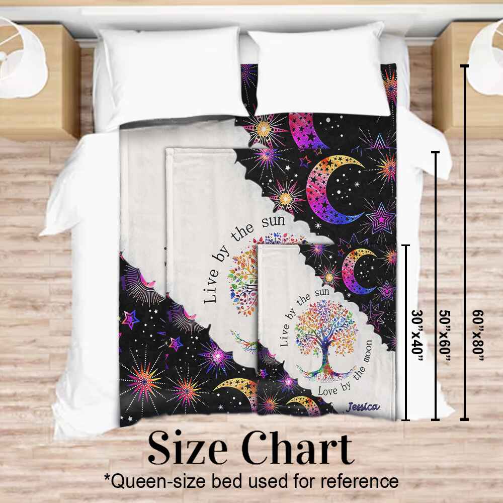 Lebe nach der Sonne, liebe nach dem Mond – Personalisierte Hippie-Decke