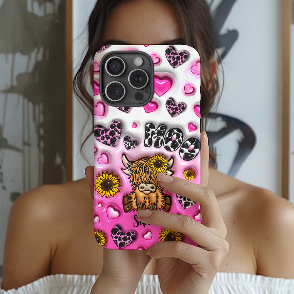 Sunflower Highland Cow - Personalized Full Print Phone Case