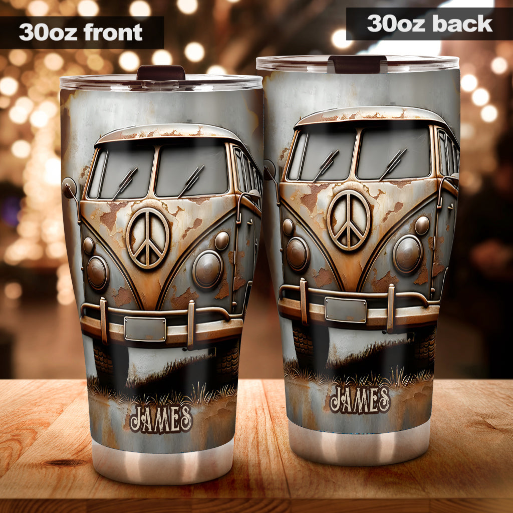 Vintage-Wohnmobil mit Friedenssymbol – personalisierter Hippie-Becher