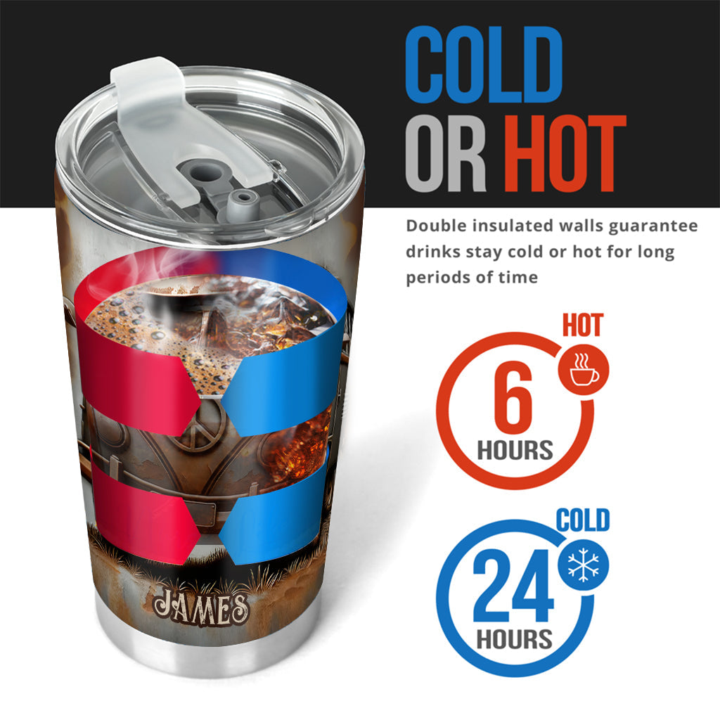 Vintage-Wohnmobil mit Friedenssymbol – personalisierter Hippie-Becher