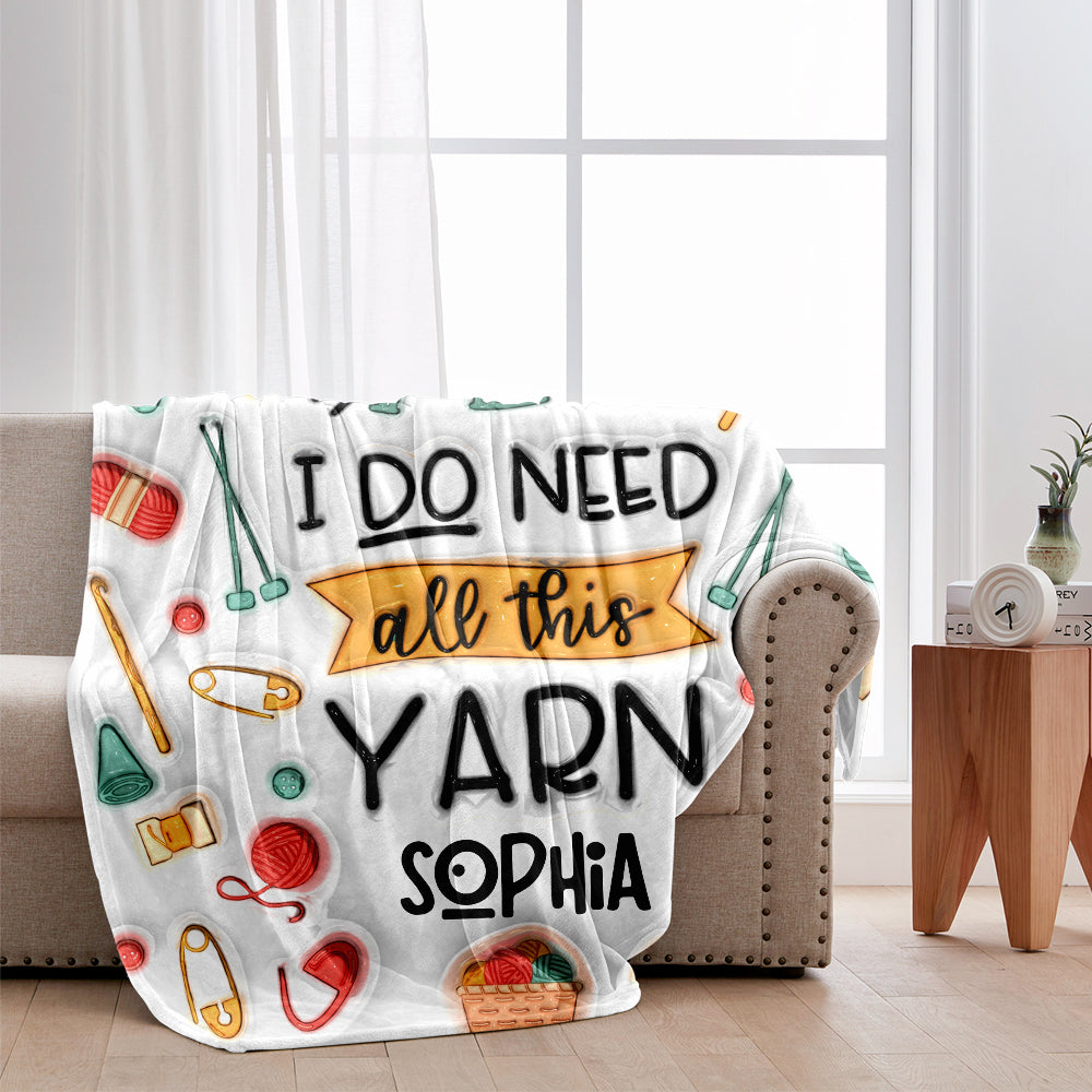 Ja, ich brauche all dieses Garn – personalisierte Strickdecke