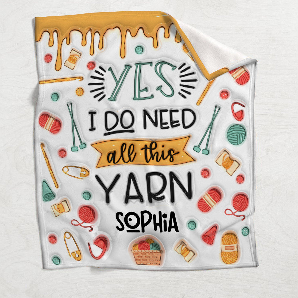 Ja, ich brauche all dieses Garn – personalisierte Strickdecke