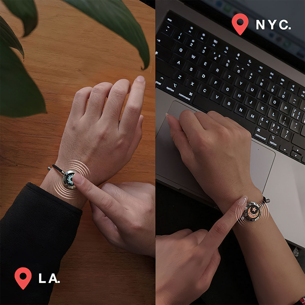 Partnerarmbänder mit Vibrationsfunktion und Sonne- und Mond-Touch