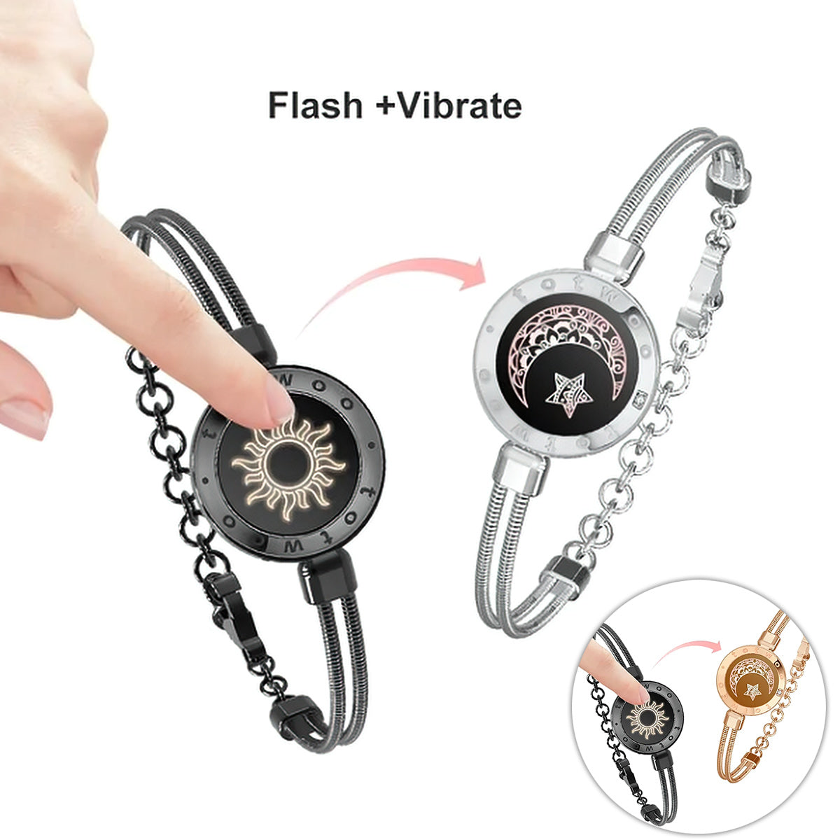 Partnerarmbänder mit Vibrationsfunktion und Sonne- und Mond-Touch