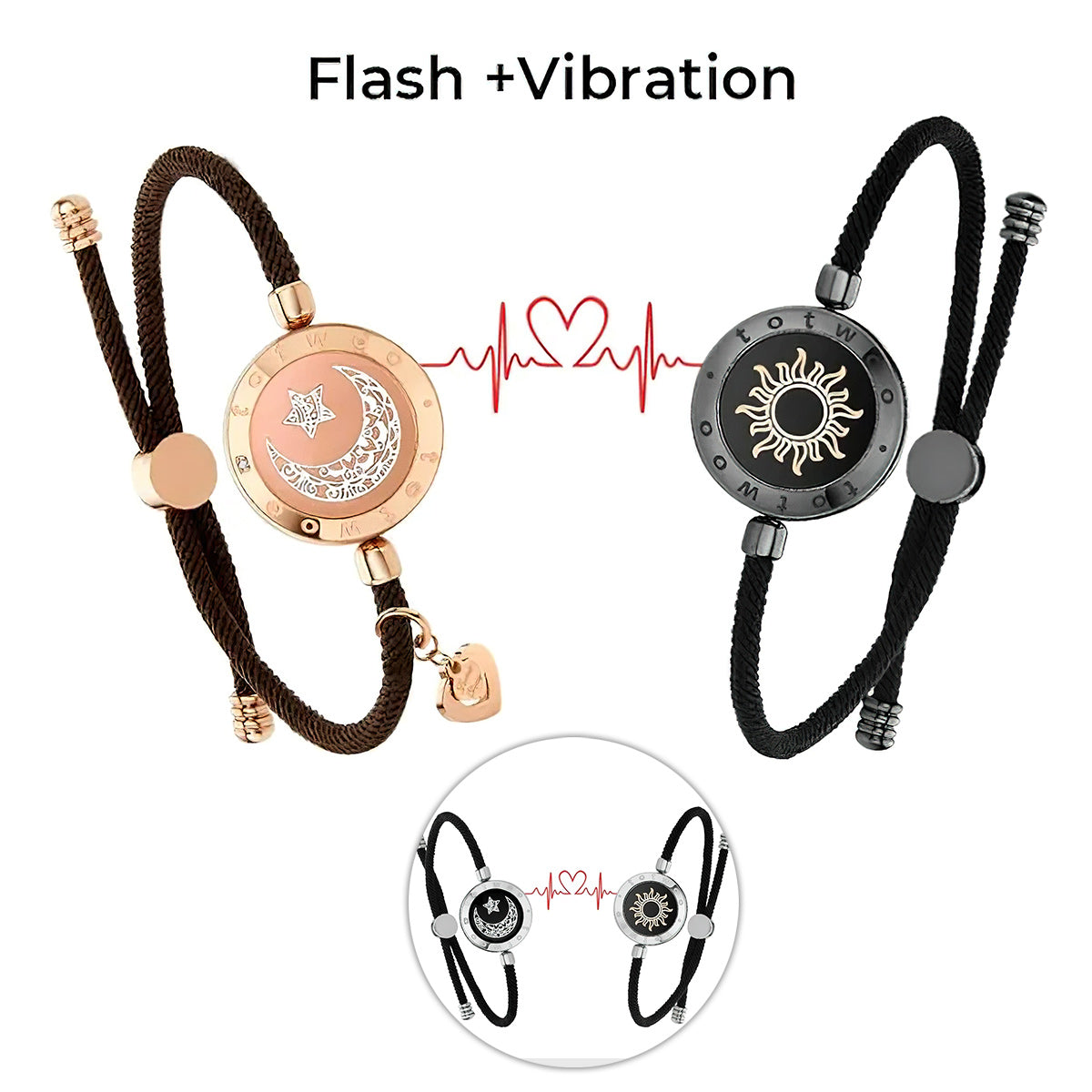 Partnerarmbänder mit Vibrationsfunktion und Sonne- und Mond-Touch