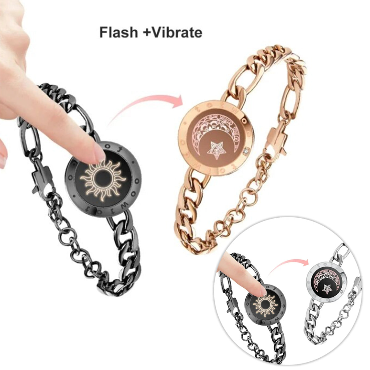 Partnerarmbänder mit Vibrationsfunktion und Sonne- und Mond-Touch