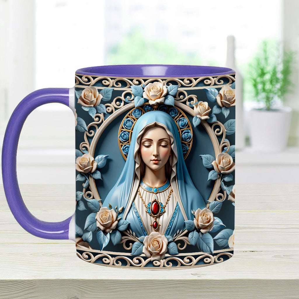 Muttergottes-Rosettenkranz-Emblem – Personalisierte Tasse mit christlichem Akzent