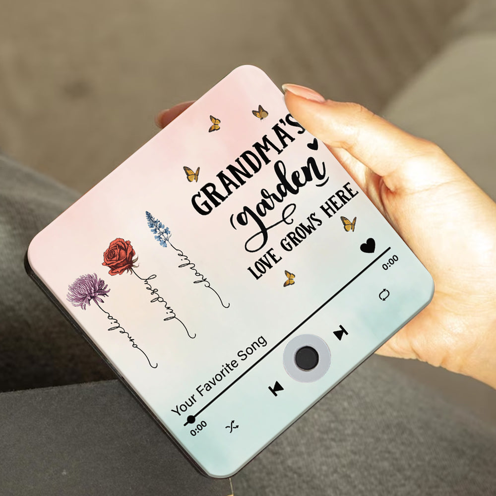 Omas Garten – Personalisierter Kühlschrankmagnet „Oma mit Musik“