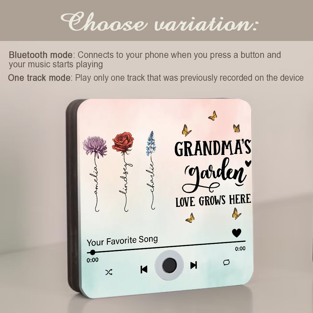 Omas Garten – Personalisierter Kühlschrankmagnet „Oma mit Musik“