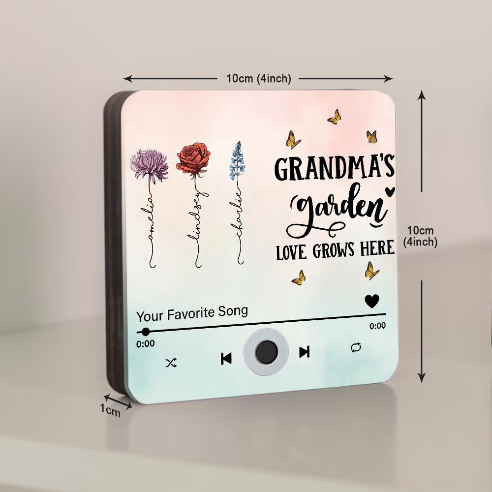 Omas Garten – Personalisierter Kühlschrankmagnet „Oma mit Musik“