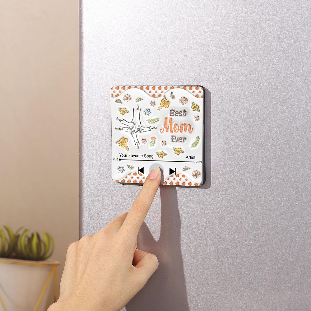 Beste Mama aller Zeiten – Personalisierter Kühlschrankmagnet mit Musikmotiv