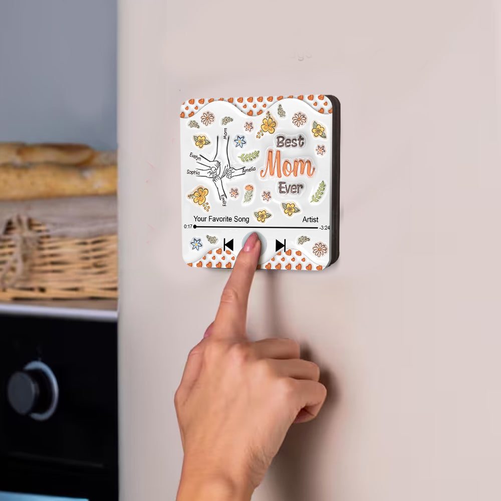 Beste Mama aller Zeiten – Personalisierter Kühlschrankmagnet mit Musikmotiv