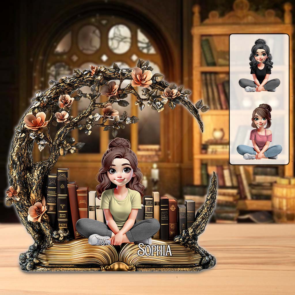 Einfach ein Mädchen, das Bücher liebt – personalisierte Acrylplakette in Buchform