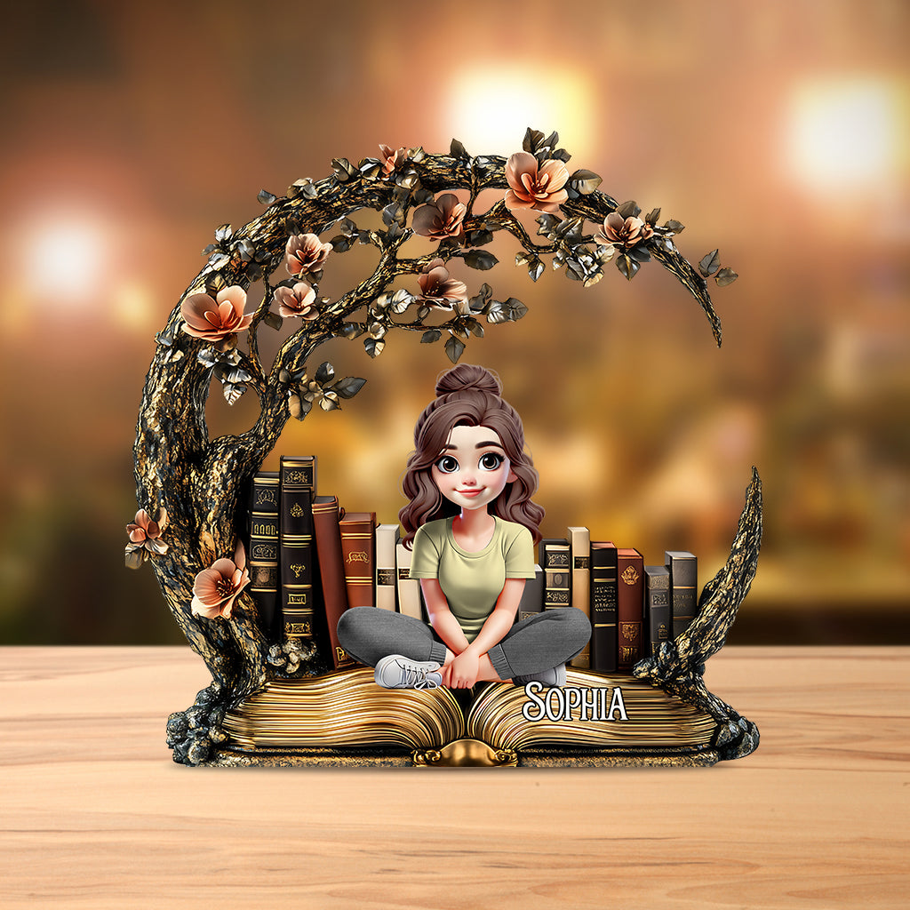 Einfach ein Mädchen, das Bücher liebt – personalisierte Acrylplakette in Buchform