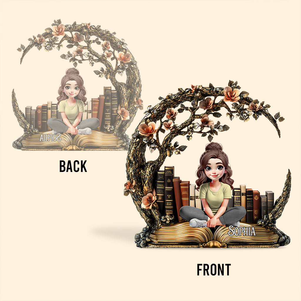 Einfach ein Mädchen, das Bücher liebt – personalisierte Acrylplakette in Buchform