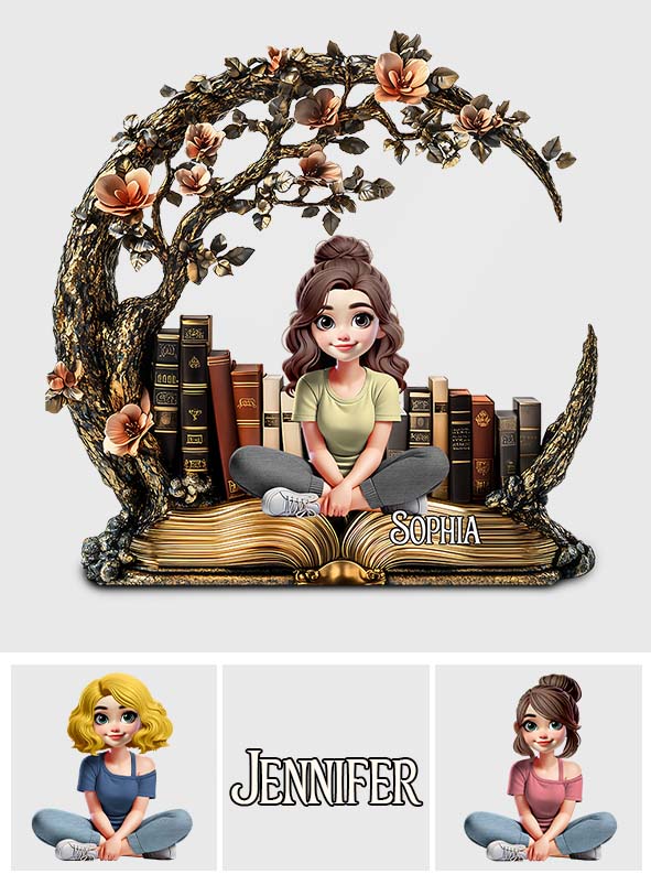 Einfach ein Mädchen, das Bücher liebt – personalisierte Acrylplakette in Buchform