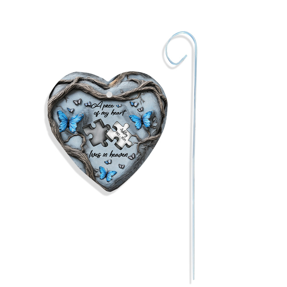A Piece Of My Heart Lives In Heaven 
- Personalized Memorial Heart Hanging Garden Slate