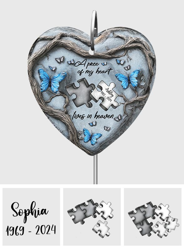 A Piece Of My Heart Lives In Heaven 
- Personalized Memorial Heart Hanging Garden Slate
