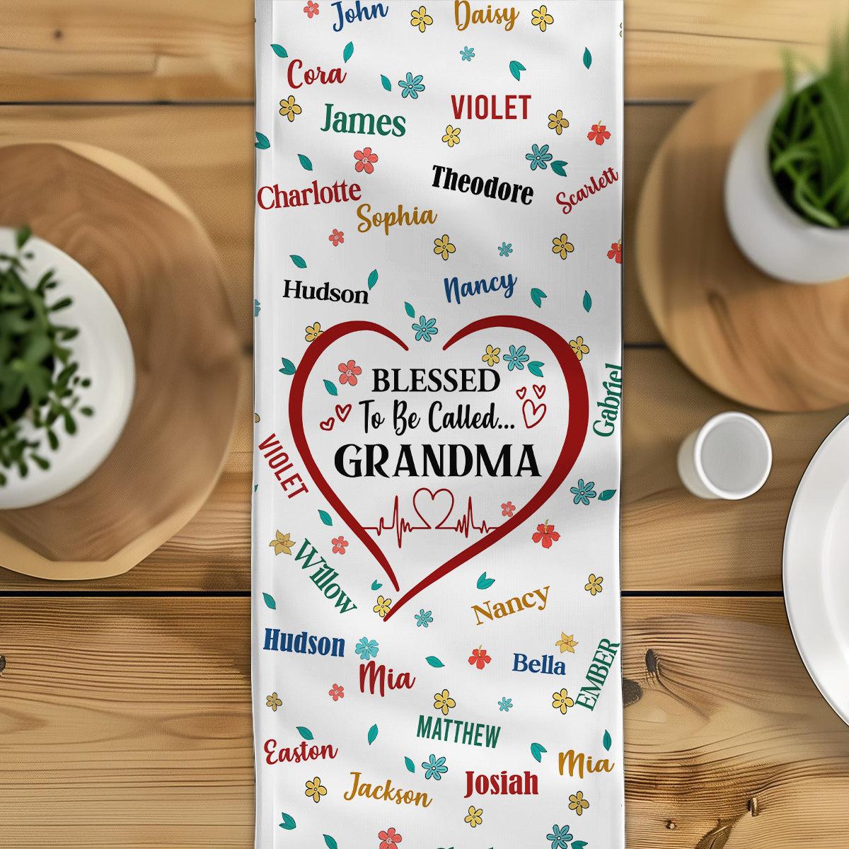 Blessed To Be Called Grandma - Personalized Grandma Table Runner