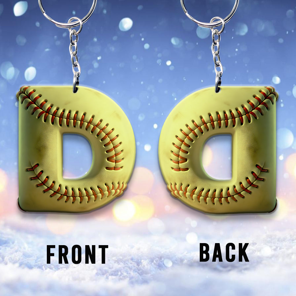 Softball Letter - Personalized Softball Keychain