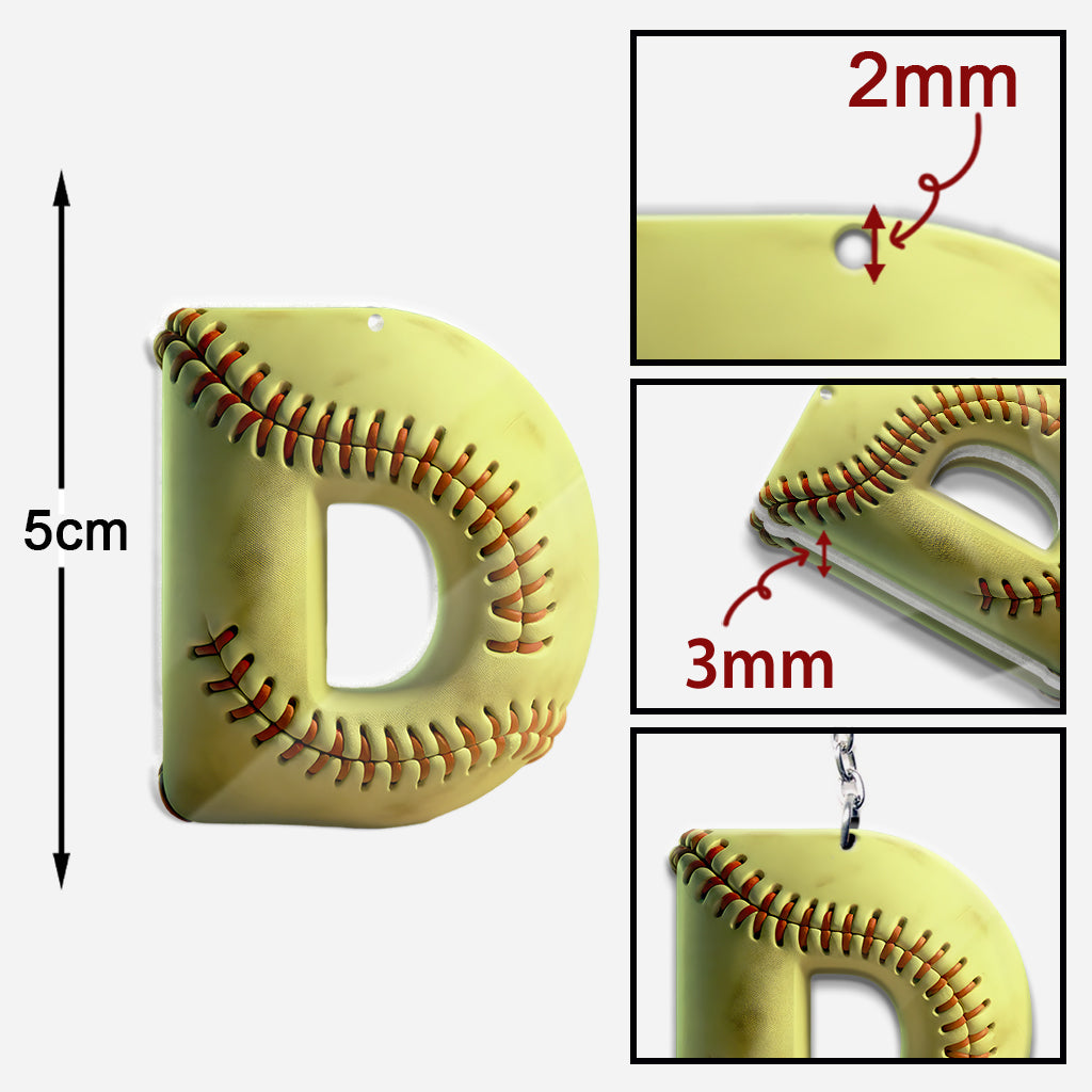 Softball Letter - Personalized Softball Keychain