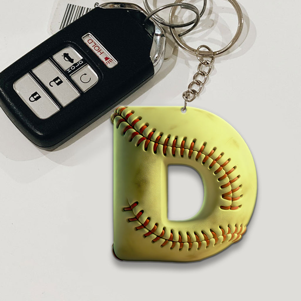 Softball Letter - Personalized Softball Keychain