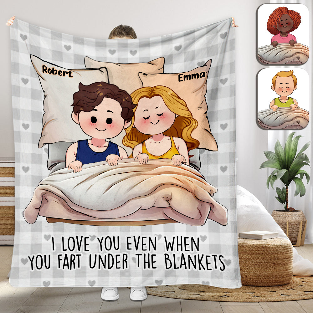 Ich liebe dich auch dann, wenn du unter der Decke furzt – Personalisierte Pärchendecke