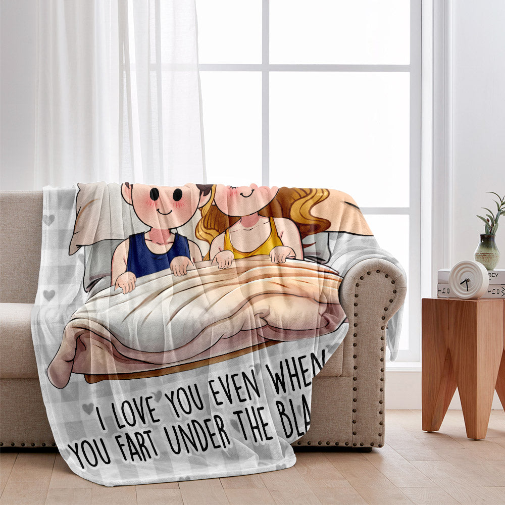 Ich liebe dich auch dann, wenn du unter der Decke furzt – Personalisierte Pärchendecke