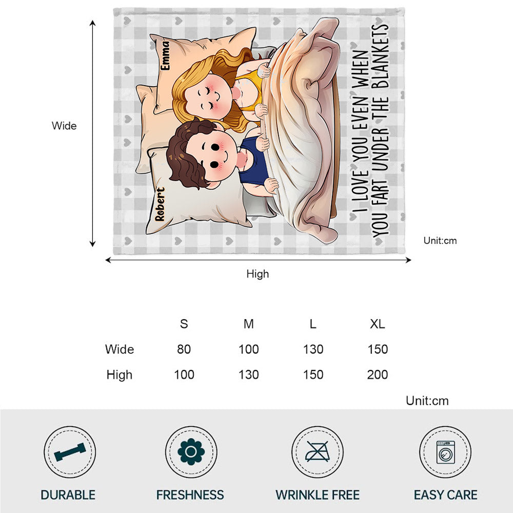 Ich liebe dich auch dann, wenn du unter der Decke furzt – Personalisierte Pärchendecke