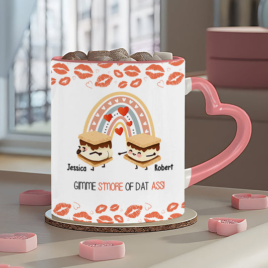 Gib mir mehr davon – Personalisierte Tasse mit Herzgriff für Paare