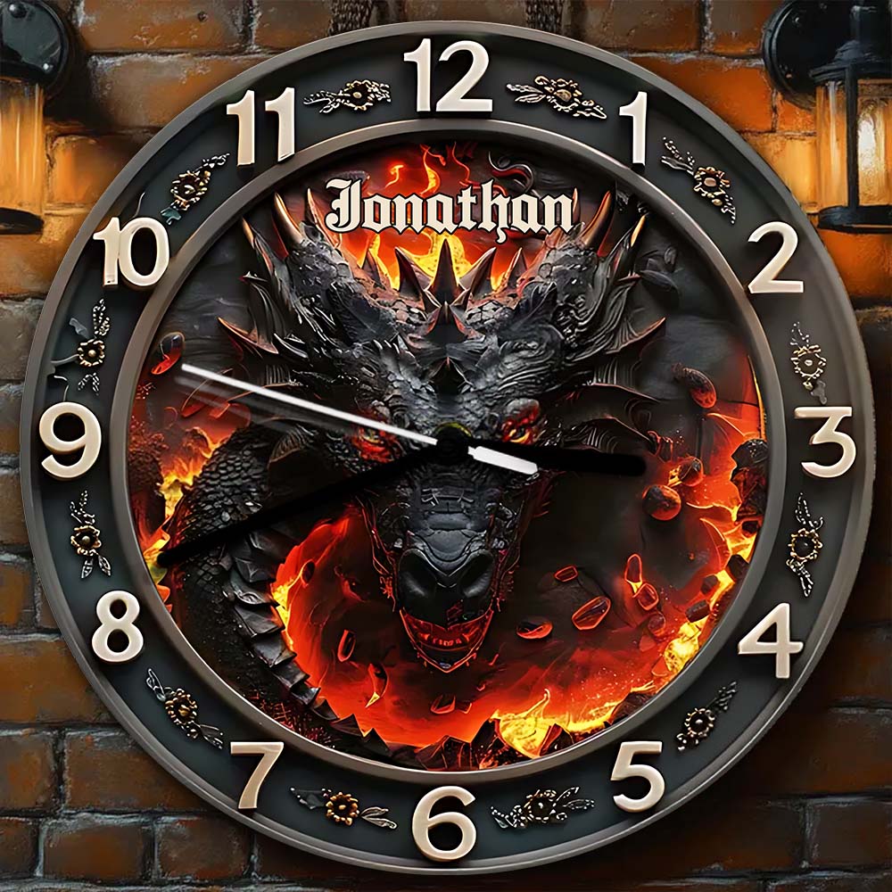 Volcanic Dragon - Personalized Dragon Wall Clock